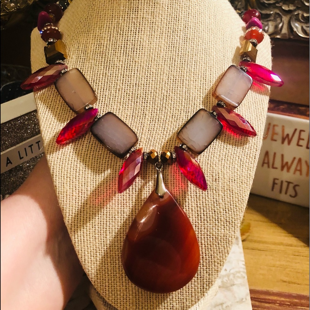 Beautiful gemstone and crystal necklace